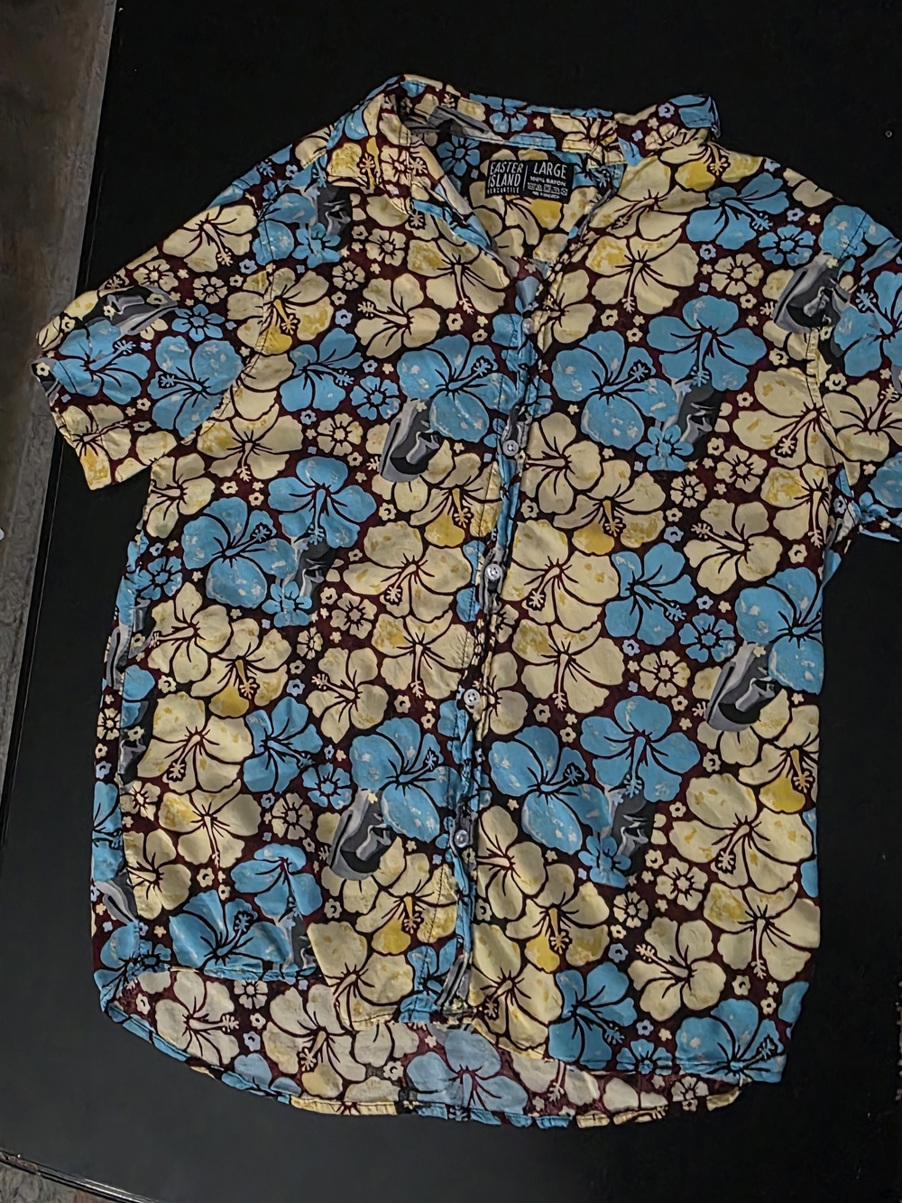 Hawaiian, Cabana, Men's Short-Sleeve Shirt - Blue & Cream, L